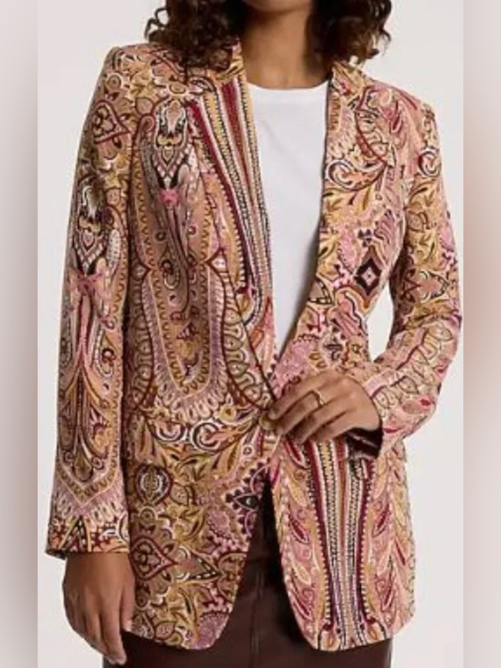 NWT Express Paisley One Button Boyfriend Blazer - size XS